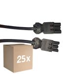 Fordelspakning 25x Noxion GST - Kompatibel Forlengelseskabel Svart - Male + Female - 1,5m - 3 pole 1,5mm2